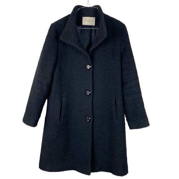 FLEURETTEStand Collar Lined Italian Wool Coat Black SZ.4